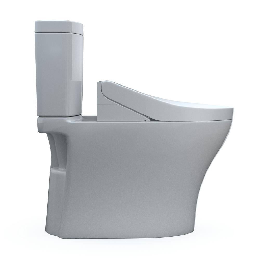 TOTO Aquia IV Cube 2-Piece 1.28 GPF Single Flush Elongated ADA Comfort Height Toilet in Cotton White C5 Washlet Seat Included MW4363084CEMFGN#01