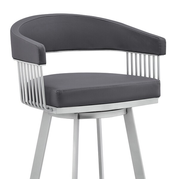 Bronson Modern Swivel Counter/Bar Stool in Faux Leather and Metal