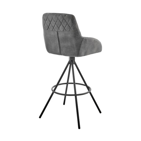 Odessa Counter or Bar Height Stool in Charcoal Fabric and Black Finish