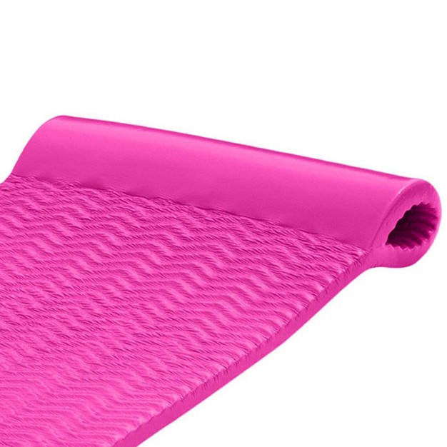 Thick Vinyl Coated Foam Pool Lounger Swim Float Mat With Roll Pillow For Head And Neck Support