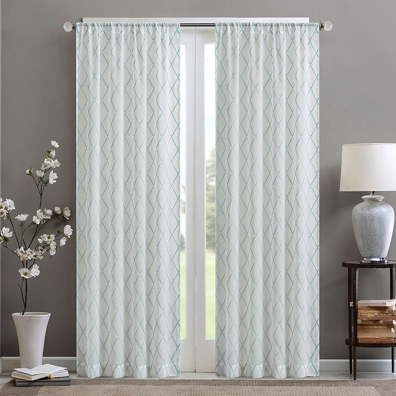 Madison Park 1-Panel Iris Diamond Sheer Window Curtain