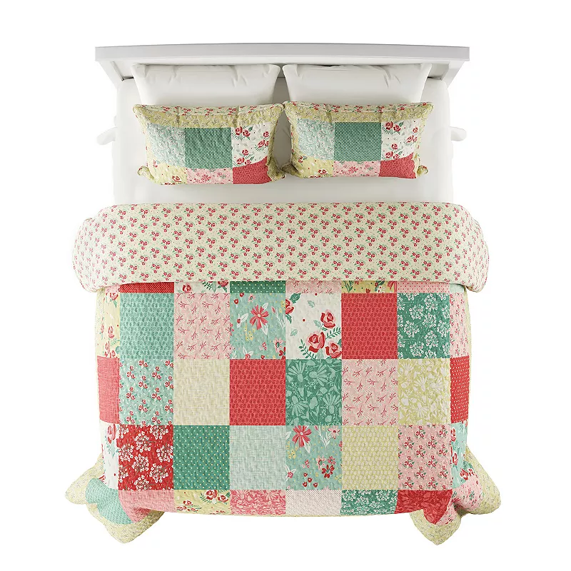 Portsmouth Home Sweet Dreams Pastel Floral Patchwork Quilt Set