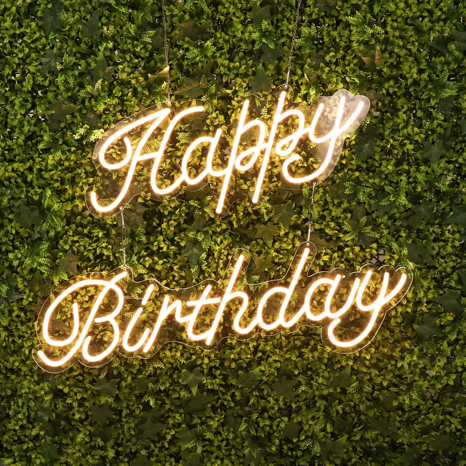 Happy Birthday Neon Light Sign, LED Reusable Wall Décor Lights With 5ft Hanging Chain 32