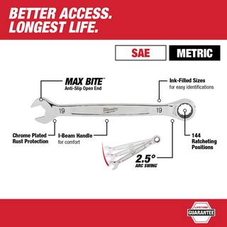 MW Mechanics Tool Set with SAE and Metric 144-Position Flex-Head Ratcheting Combination Wrenches (221-Piece) 48-22-9489-48-22-9513-48-22-9413