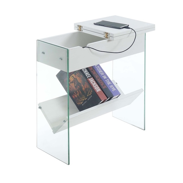 Porch and Den Urqhuart Flip Top End Table with Charging Station