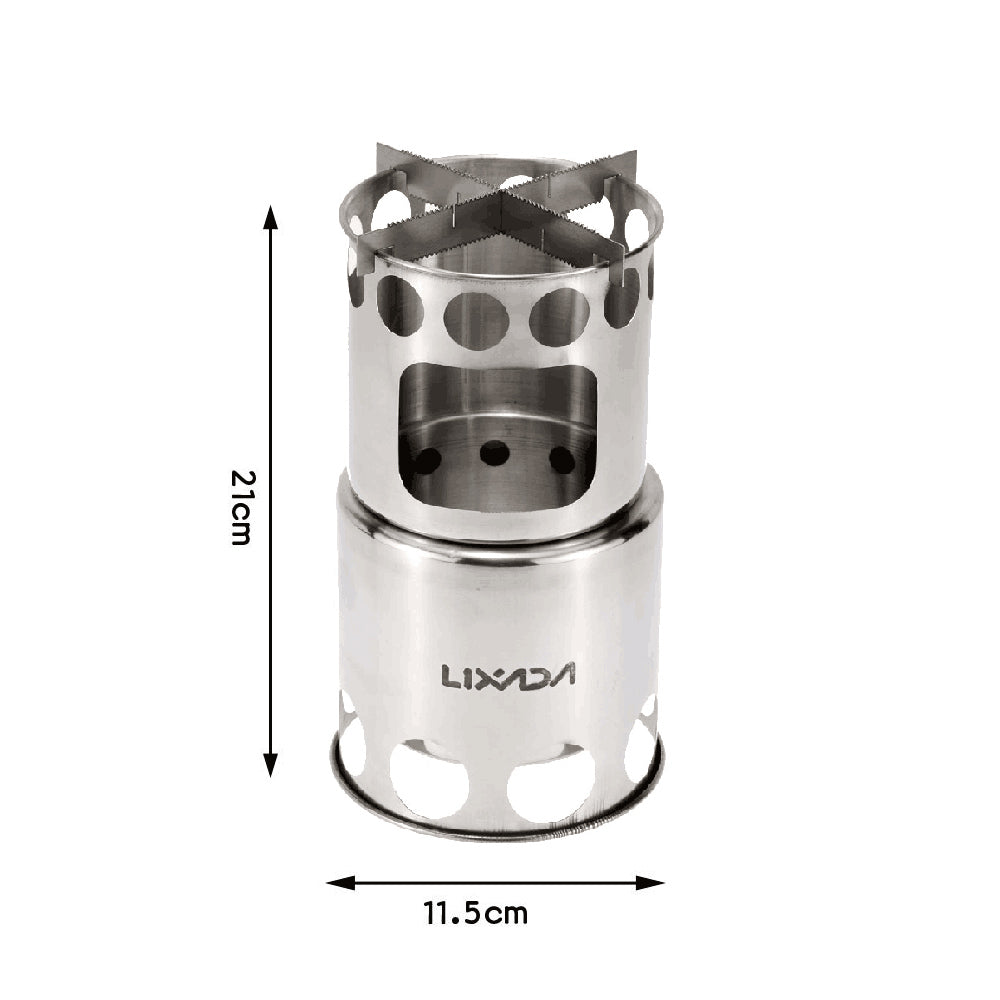 Lixada Portable  Y2394 Model  Stainless Steel Lightweight Wood Stove Outdoor Cooking Picnic (4.5in*8.3in)