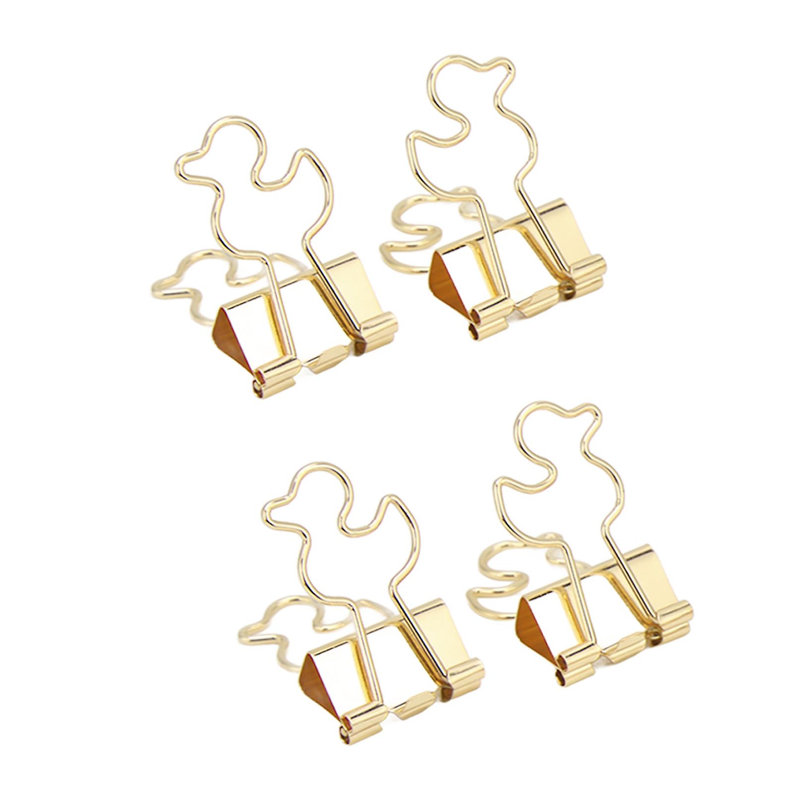 20pcs Paper Clips Strong Clamping Force Durable Iron Little Duck Design Wide Application Small Binder Clipsgold