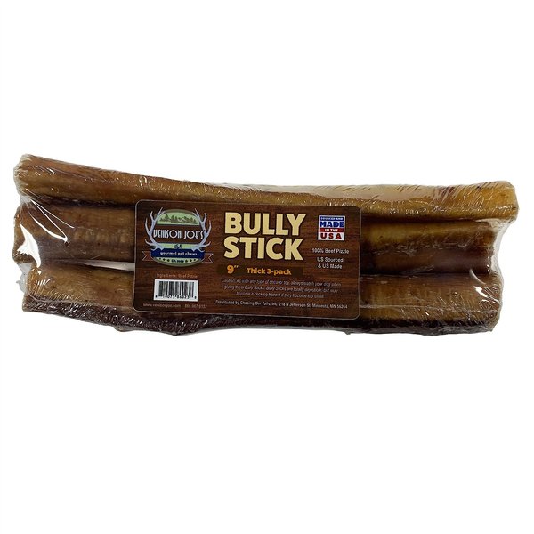 Venison Joe's Thick Dog Bully Stick， 3 count， 9-in