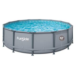 Funsicle Oasis 14 ft. Round 42 in. Deep Metal Frame Round Above Ground Pool with Pump P4001442B