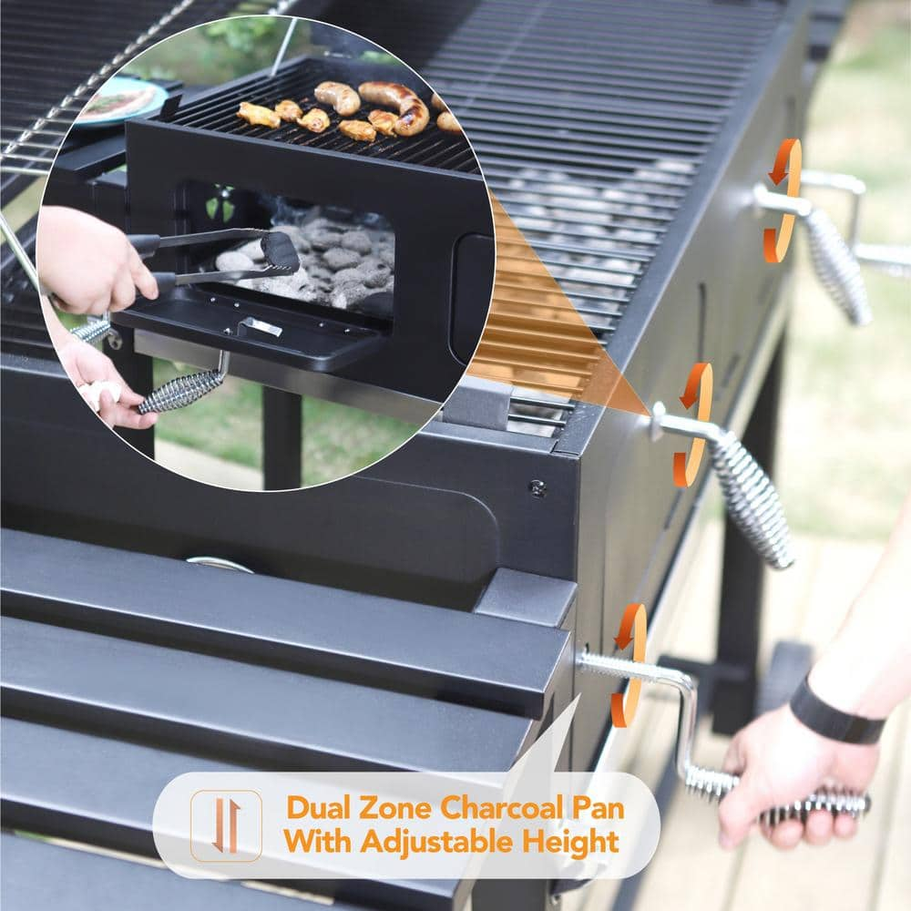 PHI VILLA Heavy-duty Outdoor Barrel Charcoal Grill in Black THD-E02GR005