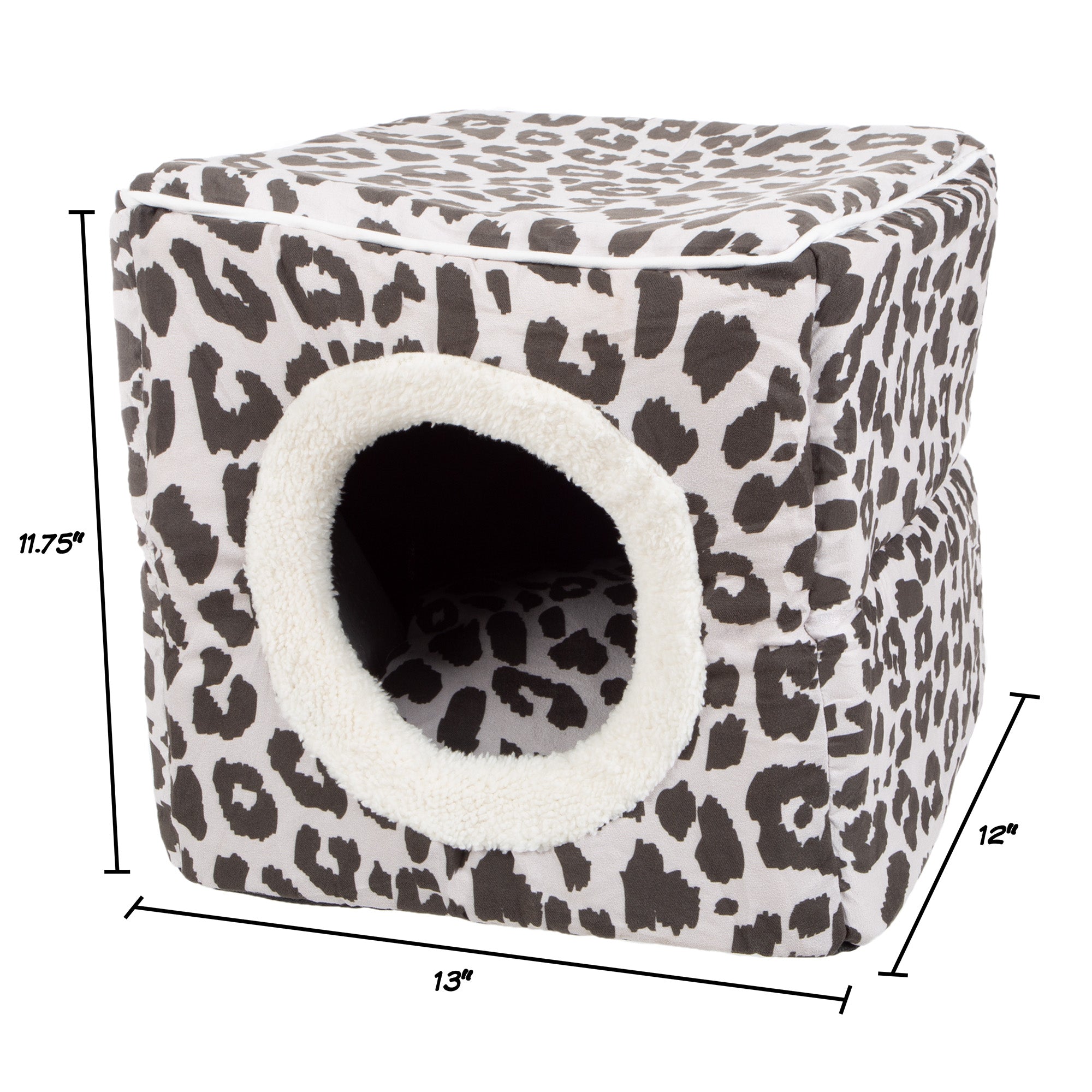 Cat House - Indoor Bed with Removable Foam Cushion - Cat Cave for Puppies, Rabbits, Guinea Pigs, and Other Small Animals by PETMAKER (Animal Print)