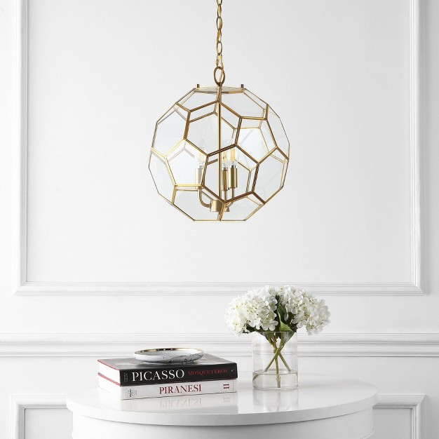 3 light Bee Modern Farmhouse Iron glass Led Pendant Brass Gold clear Jonathan Y