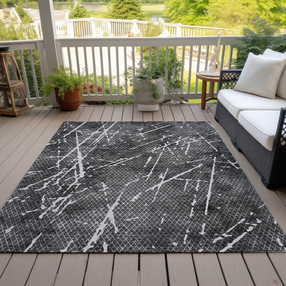 Machine Washable Indoor/ Outdoor Chantille Contemporary Crackle Rug