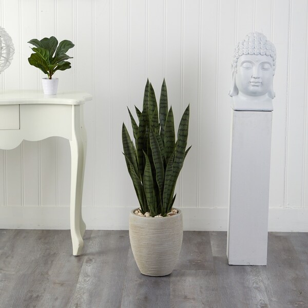 40 Sansevieria Artificial Plant in Sand Colored Planter