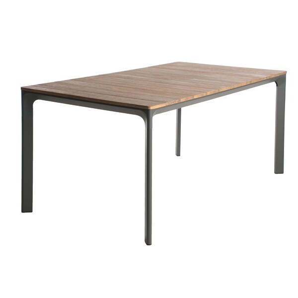 Grey Aluminum Frame Outdoor Patio Dining Table with Wood Top (Table Only)