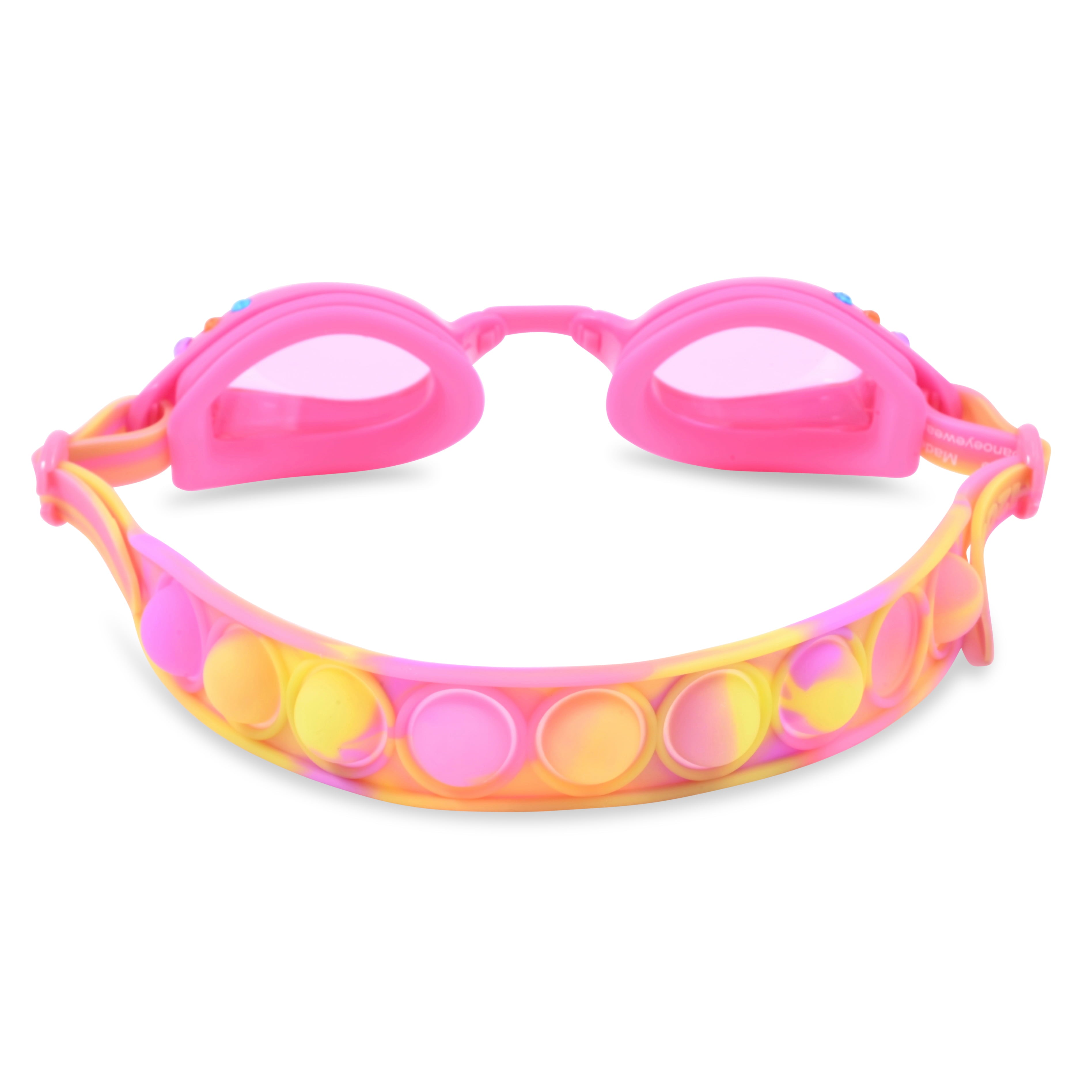 Girls H2O Life Pink Swim Goggles with Rhinestones and Fidget Popper Adjustable Strap