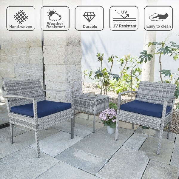 3-piece Outdoor Wicker Chat Set，Patio Chairs - Overstock - 35865432