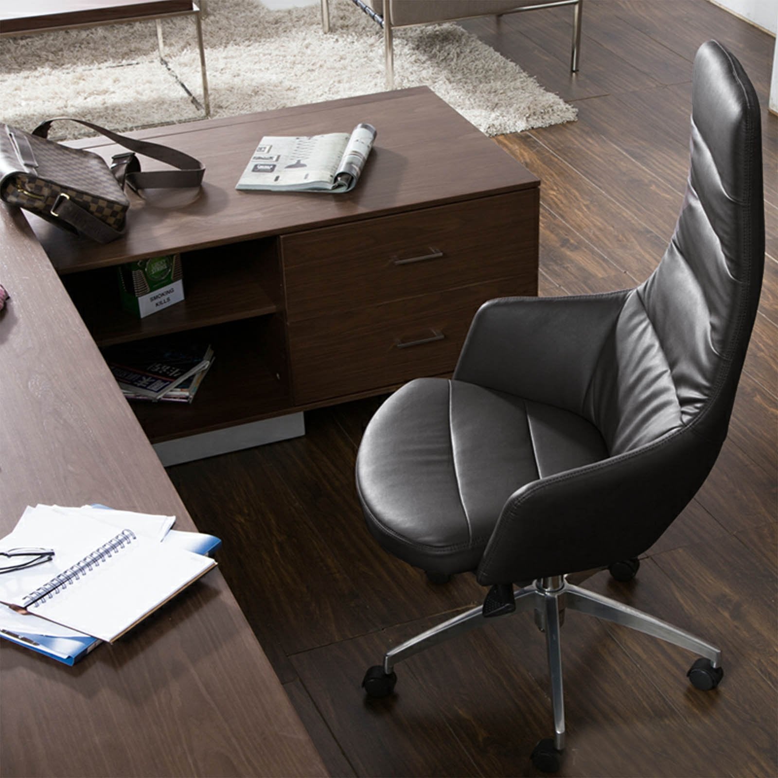 Modern Manager Office Chair Genuine Leather 90666