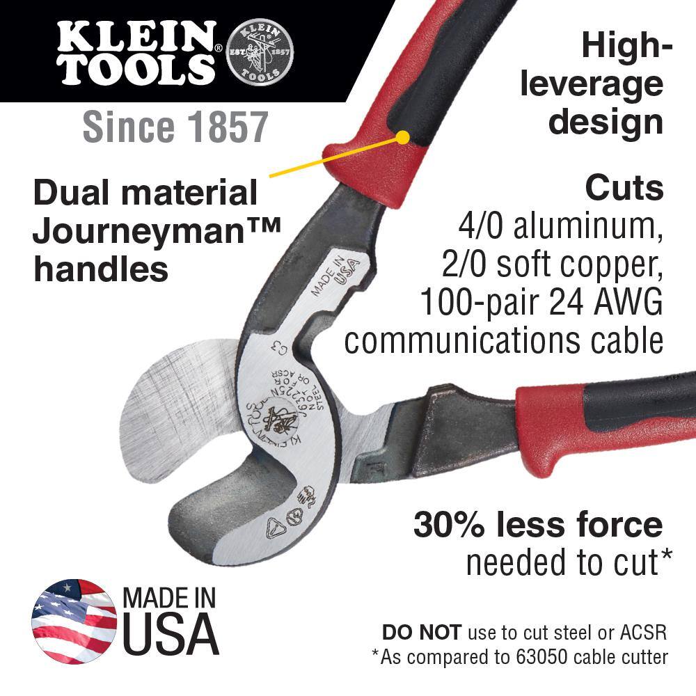 Klein Tools Journeyman High Leverage Cable Cutter with Stripping J63225NSEN