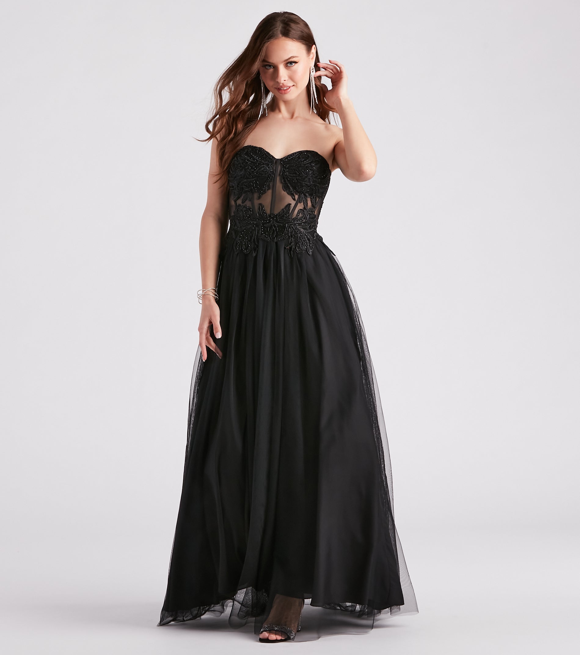 Alora Rhinestone Embroidered Tulle Ball Gown