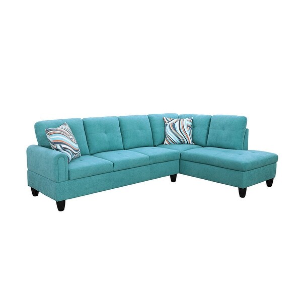 2-piece Linen L Shaped Sectional Sofa in Green