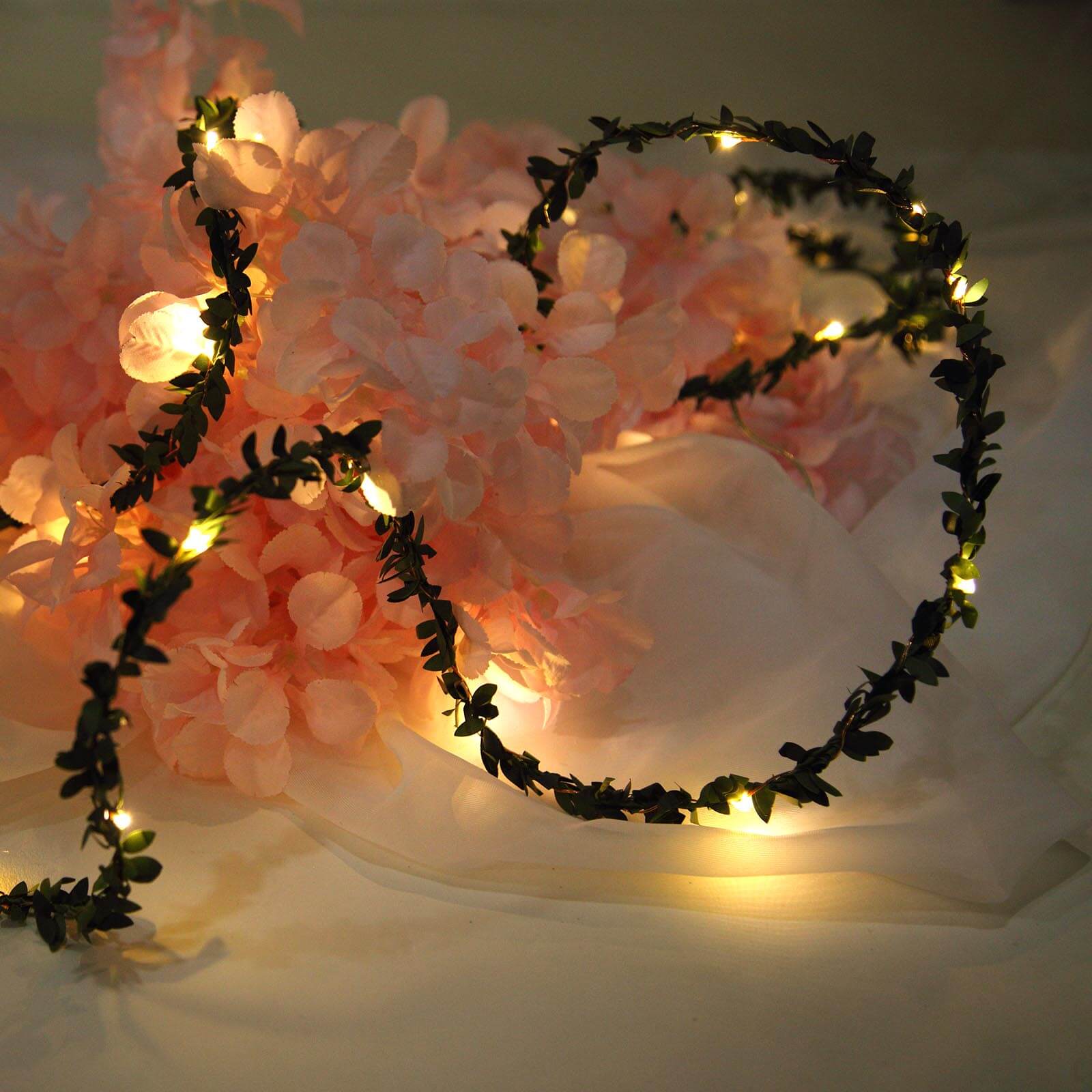 Green Leaf Battery Operated 30 LED Fairy String Light Garland, White Light 10ft