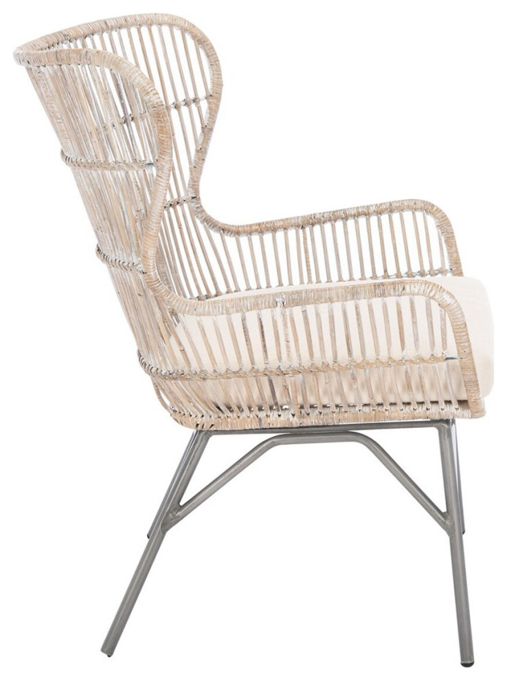 Enix Rattan Accent Chair Grey Whitewash/White/Black   Tropical   Armchairs And Accent Chairs   by Peachtree Fine Furniture  Houzz