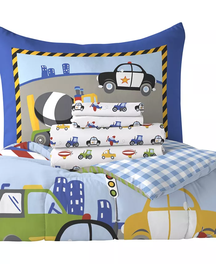 Dream Factory Trains And Trucks Twin Comforter Set