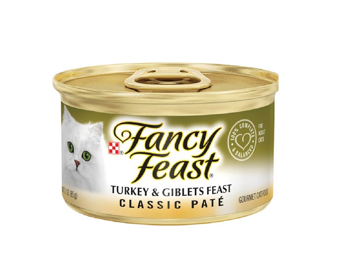 Purina Fancy Feast Classic Pate Turkey  Giblets Feast Wet Cat Food， 3 oz. Can