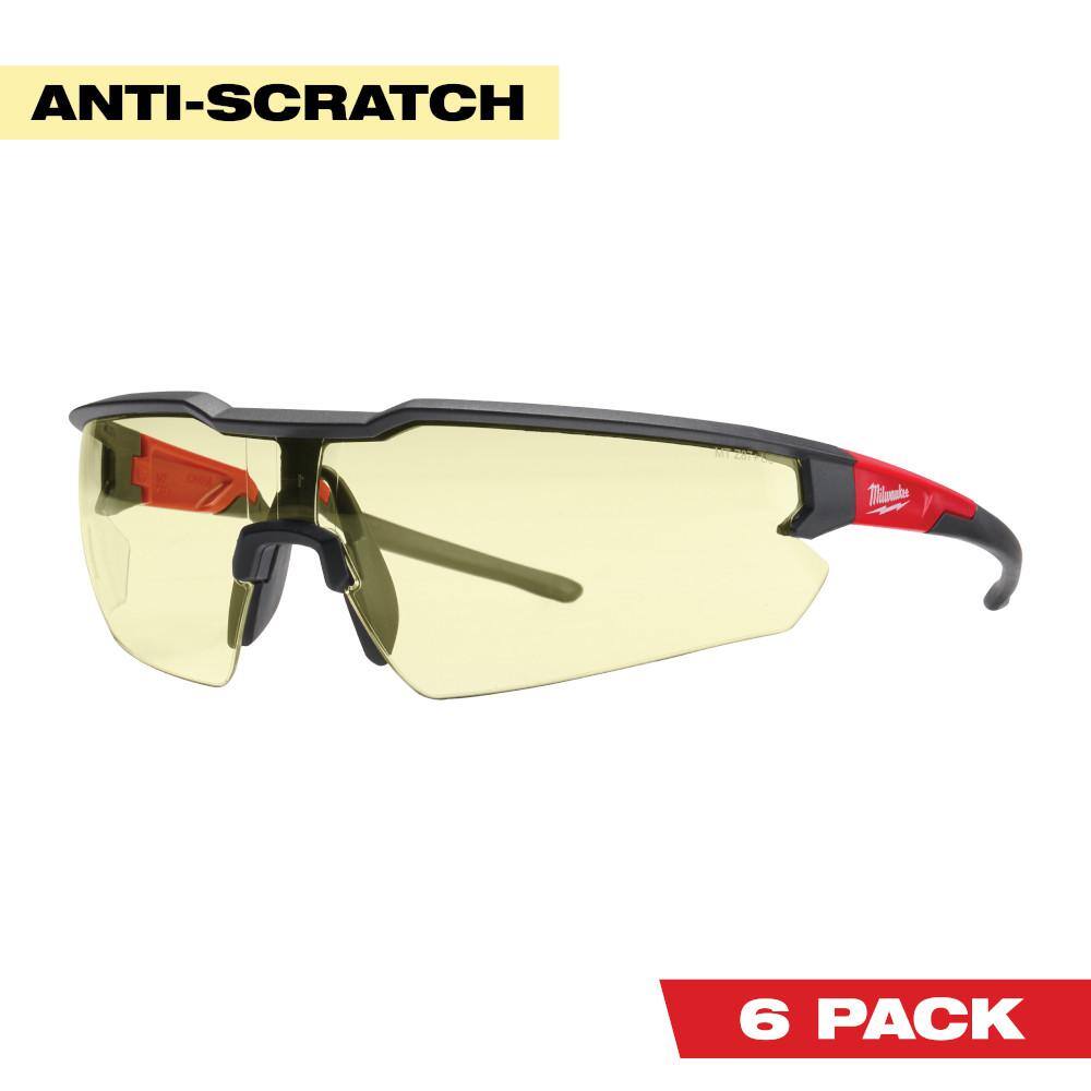 MW Safety Glasses with Yellow Anti-Scratch Lenses (6-Pack) 48-73-2100X6