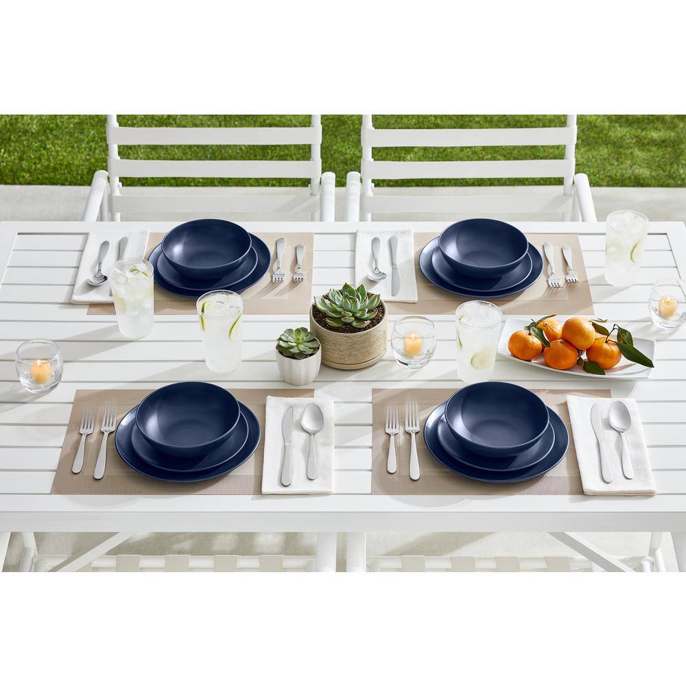 StyleWell Taryn Melamine Dinner Plates in Matte Midnight Blue (Set of 6) AA5481MID