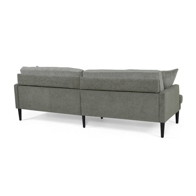 Malverne Contemporary 3 Seater Fabric Sofa With Accent Pillows Gray dark Brown Christopher Knight Home