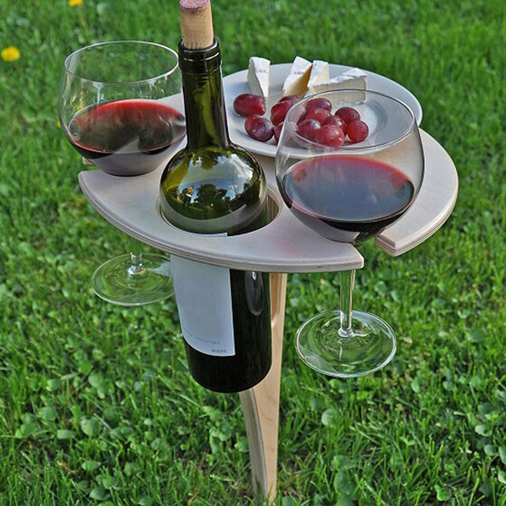 Yabuy Portable Outdoor Folding Wooden Table Glass Holder for Beach Backyard Picnic Party