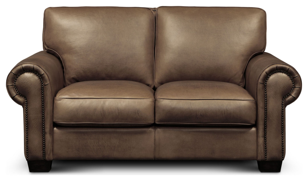 Valencia 100% Top Grain Hand Antiqued Leather Traditional Loveseat   Transitional   Loveseats   by Hello Sofa Home  Houzz