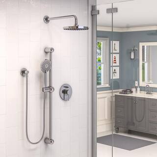 KEENEY Belanger 1-Spray Round Hand Shower and Showerhead from Wall Combo Kit with Slide Bar and Valve in Polished Chrome KIT-DEL130CCP