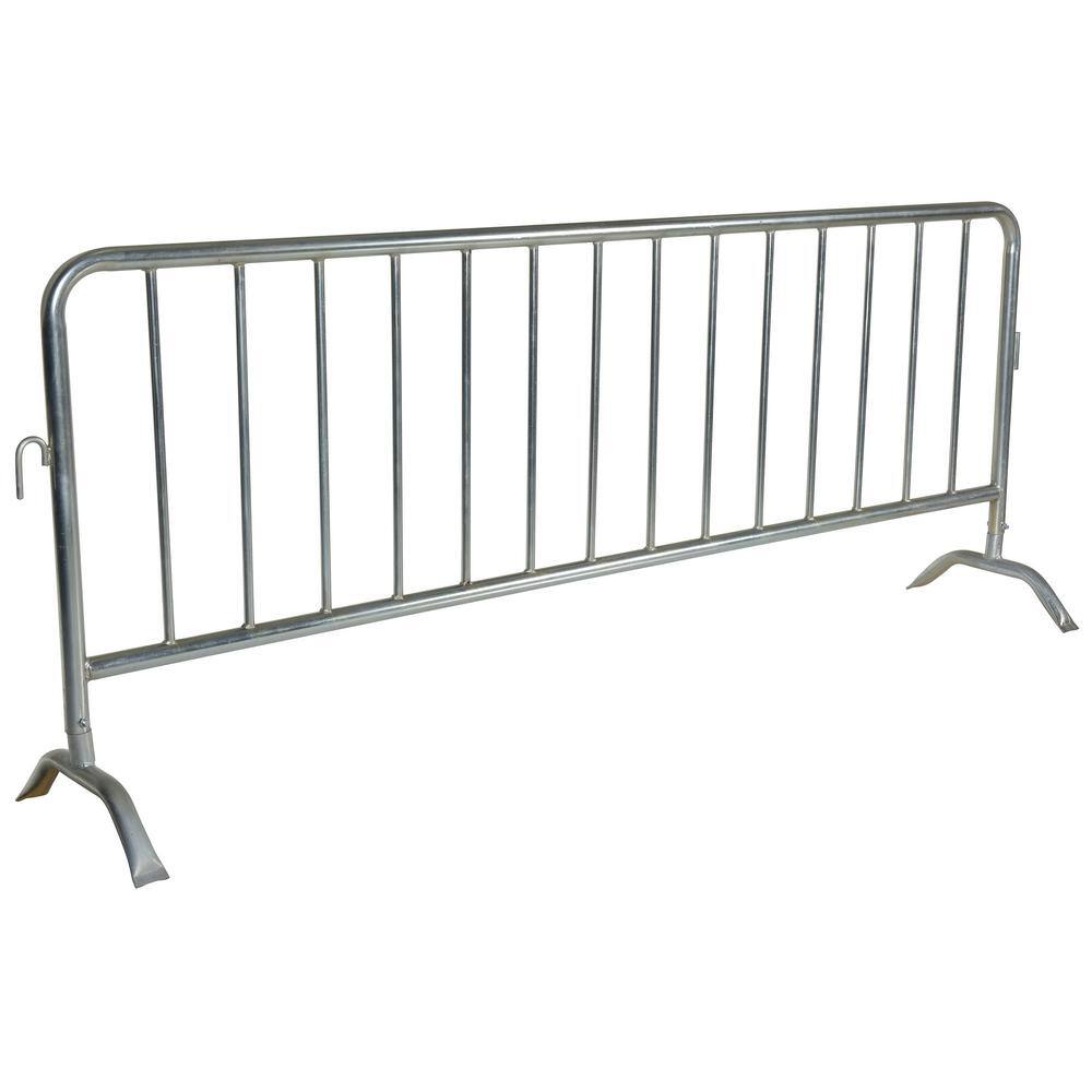 Vestil Heavy Duty Galvanized Steel Crowd Control Interlocking Barrier with Both Curved Feet PRAIL-102-HD-G