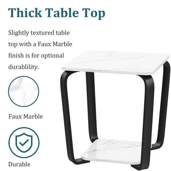 End Table Side Table with Storage Shelves， 2-Tier Table for Living Room Bedroom