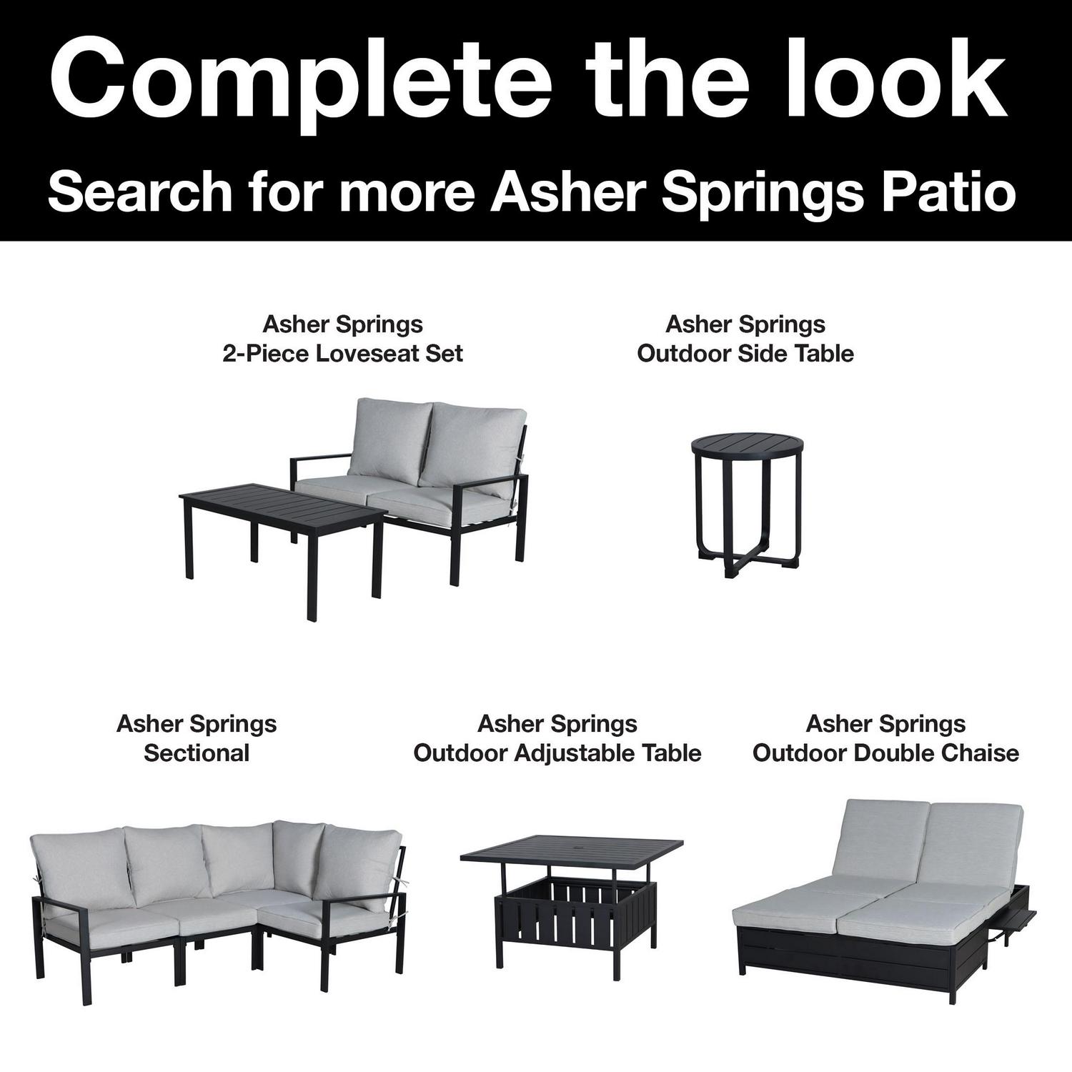 Mainstay Asher Springs 2-Piece Outdoor Rocker Set- Black Frame and Gray Cushions