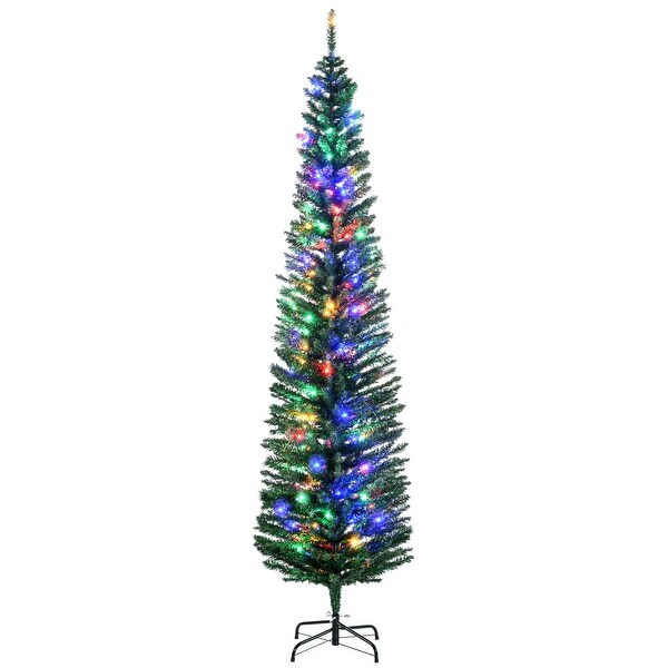 7ft Pencil Prelit Artificial Christmas Tree with 180 Colorful LED Lights