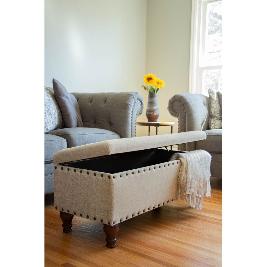 Copper Grove Reze Large Storage Bench with Nailhead Trim