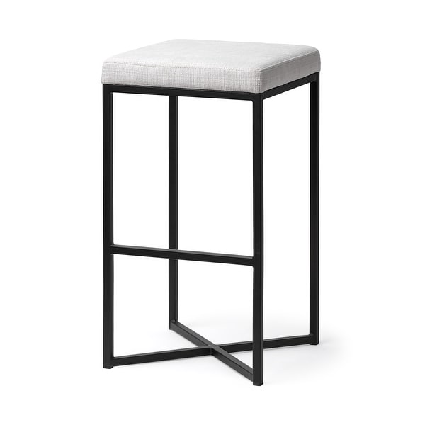 Frodo White Fabric Seat w/ Black Metal Base Bar Stool