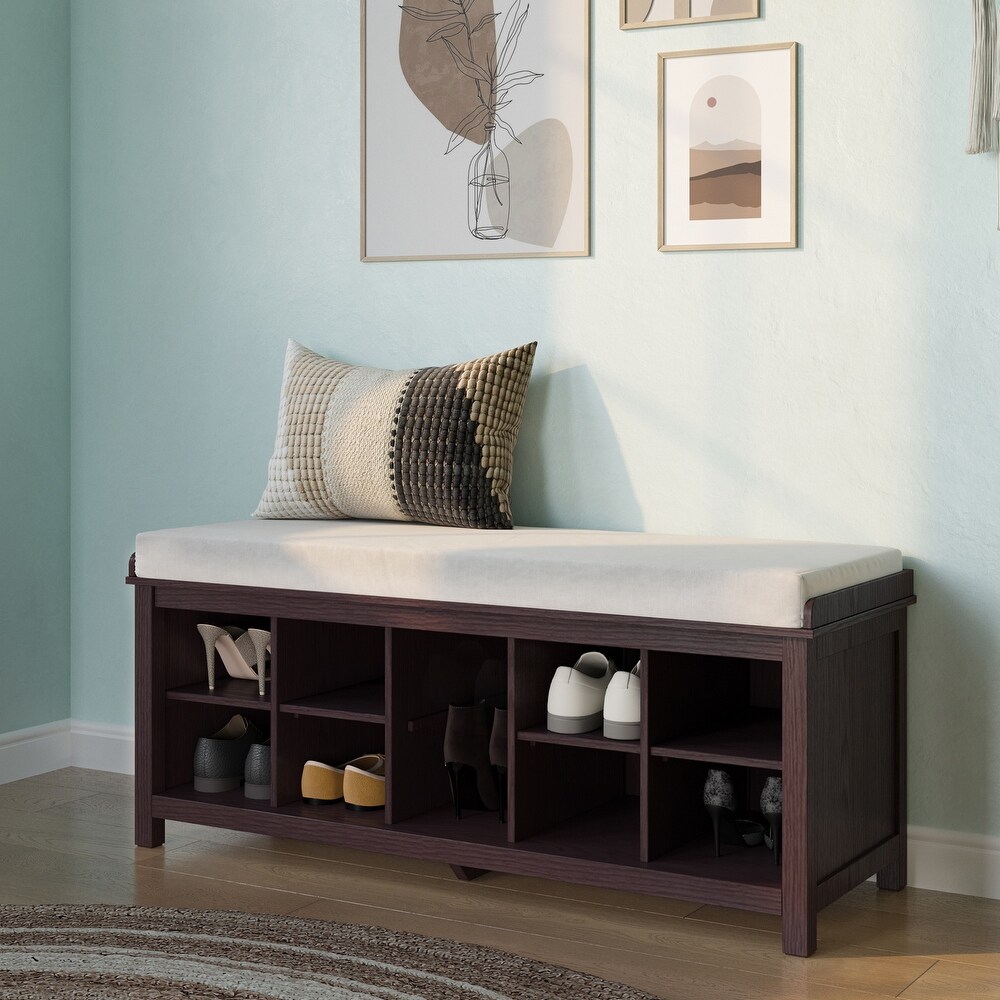 John Louis Home Solid Wood Shoe Storage Bench Espresso