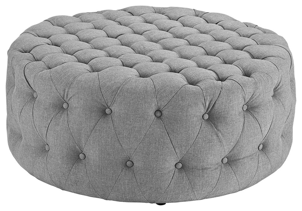 Mid Century Modern Ottoman  Oversized Design With Button Tufting   Traditional   Footstools And Ottomans   by Decorn  Houzz