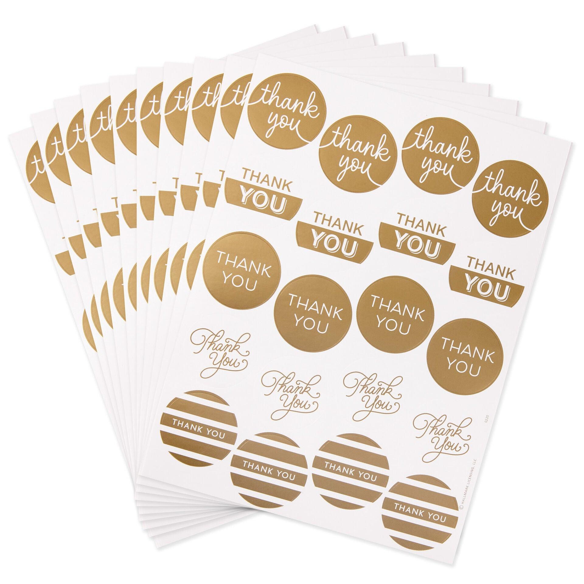 Hallmark  Gold Foil Thank-You Sticker Seals, 10 sheets