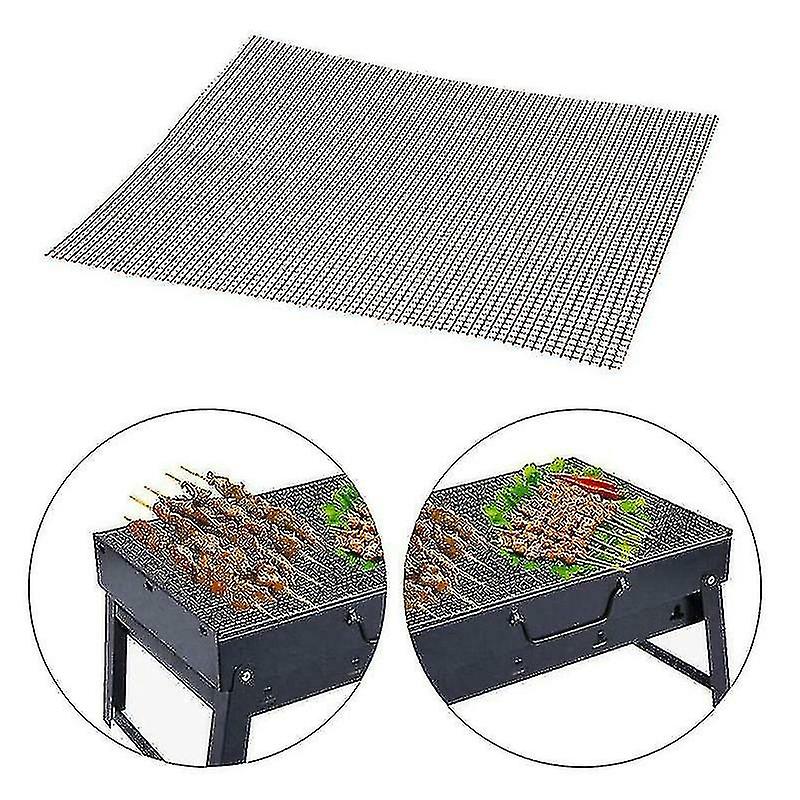 2pcs Bbq Grill Pad Mat Non-stick Mesh Net Barbecue Grilling Baking Mat