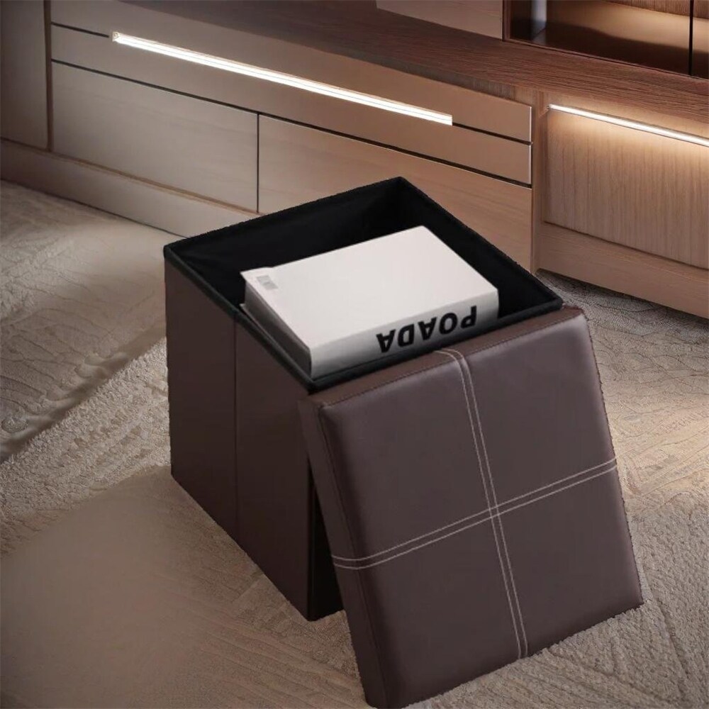 PVC MDF Foldable Storage Footstool with Anti Rust and Anti Skidding