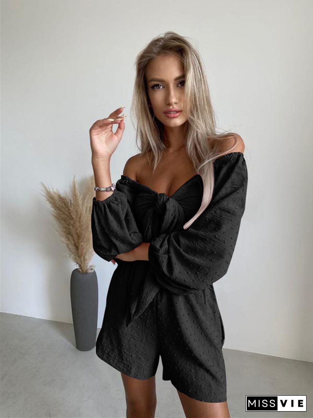 Summer New Fashion Leisure Suit Senior Sense Women's Long-sleeve Cardigan Shorts Two Sets