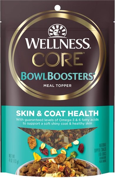 Wellness CORE Bowl Boosters Skin and Coat Dry Dog Food Topper， 4-oz bag