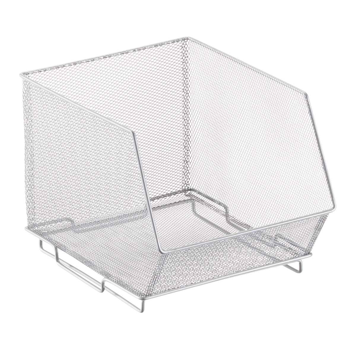 Design Ideas Open Front Mesh Silver Stacking Bins