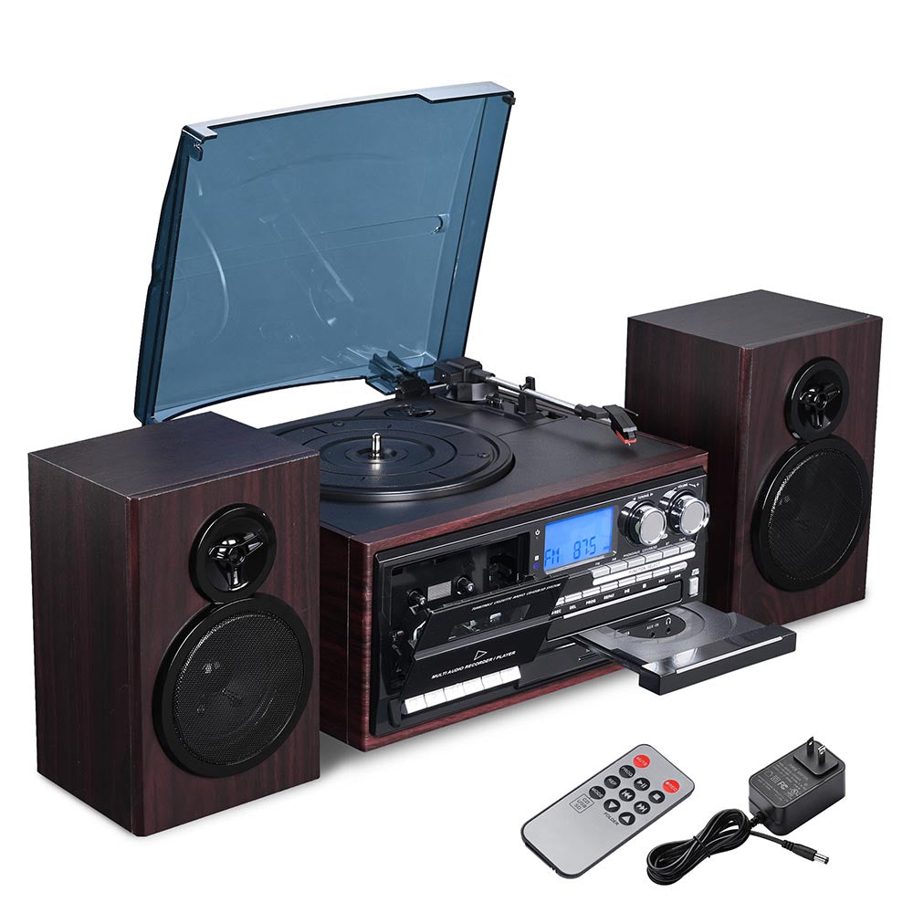 Yescom Bluetooth Vinyl Record Player Turntable Audio System Speakers